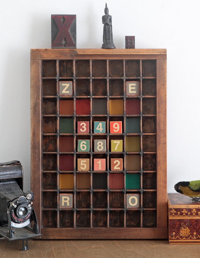 A Really Nice Quirky Wall Art Display in an Antique Letterpress Printers Type Case Printers Tray Drawer