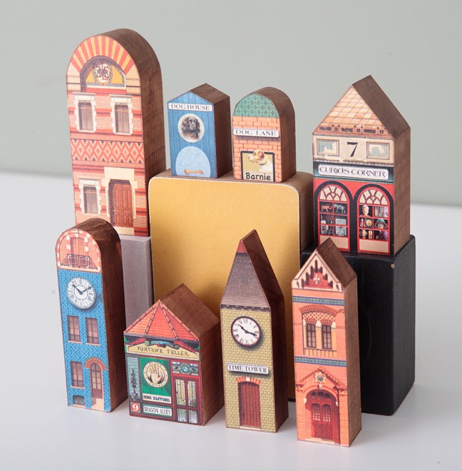 Little quirky wooden shops and buildings