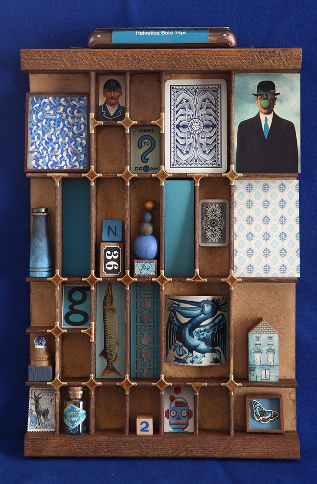 Re purposed up cycled printers tray type case BLUE