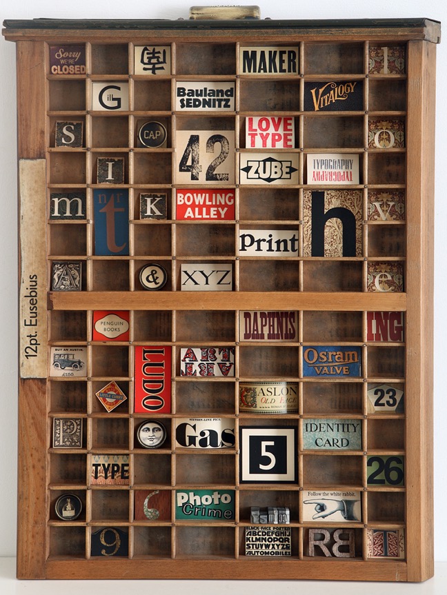 Lovely up cycled Ludlow printers drawer with typographic theme