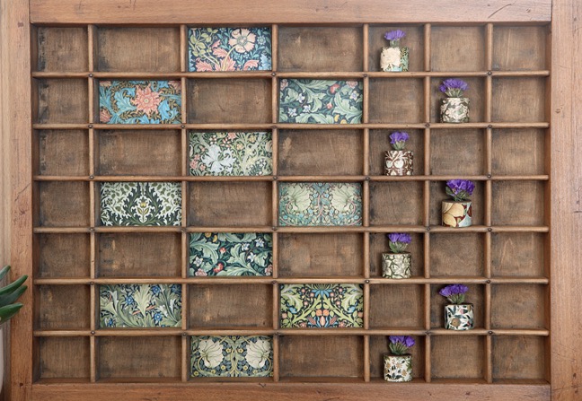 Re purposed printers tray drawer used to display little curios and vintage items