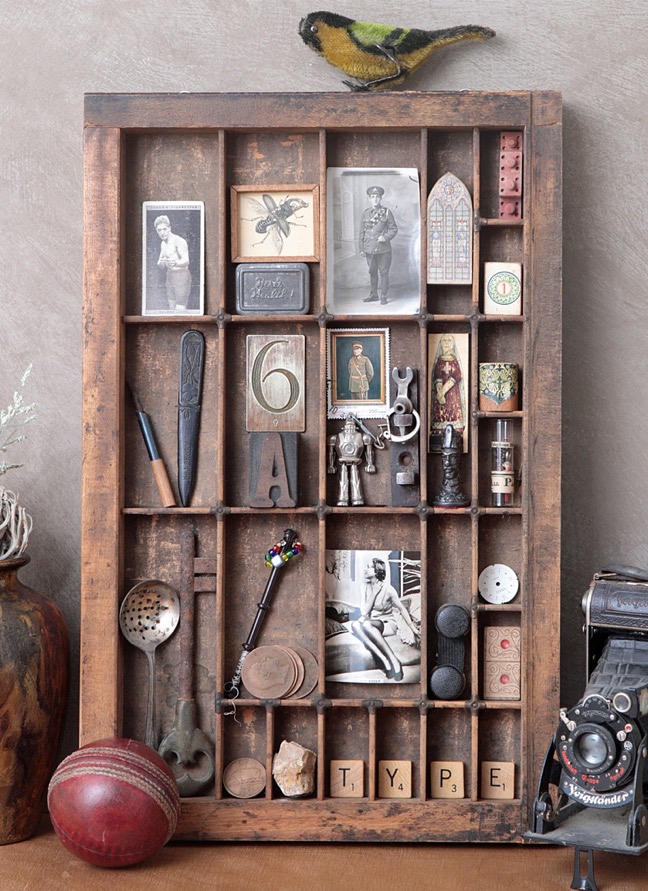 Vintage Hamilton Type case full of Little Curios & Vintage Items