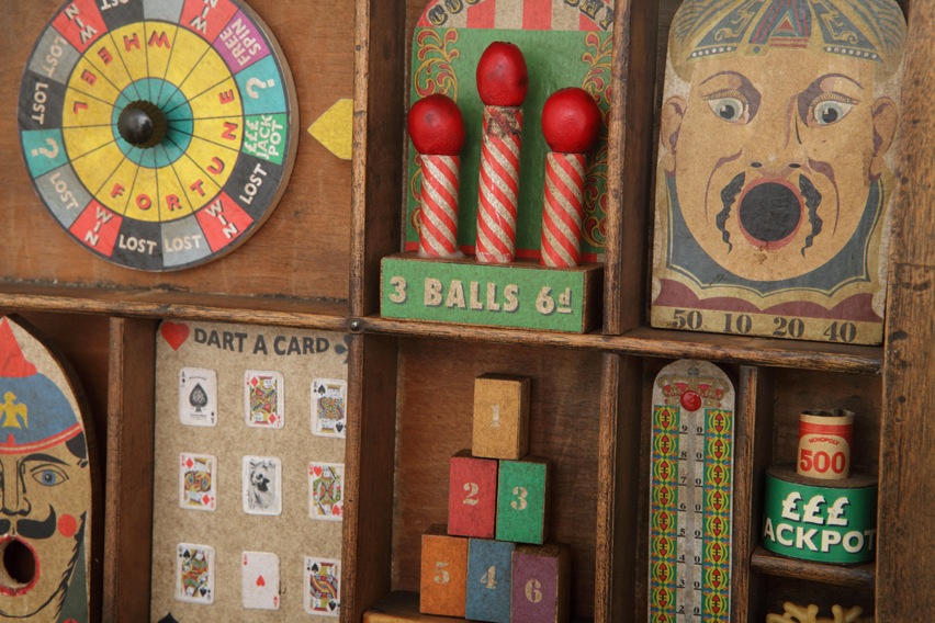 Funfair Carnival Games Wheel of Fortune, Coconut Shy, Ball Toss, Dart a Card, Hit the Cans, High Striker Strong Man Game 